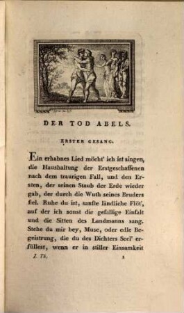 Sal. Gessners Schriften, 1. Der Tod Abels in fünf Gesängen
