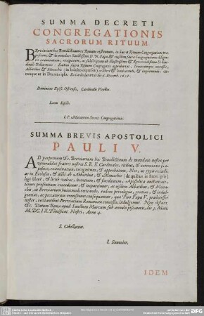 Summa Brevis Apostolici Pauli V.