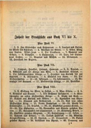 Diodor's von Sicilien Geschichts-Bibliothek. [6], Bruchstücke aus Buch 6 - 10