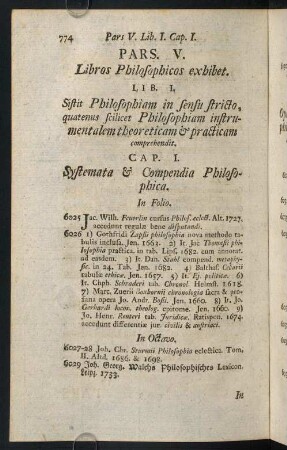 774-1011, Pars V. Libros Philosophicos exhibet