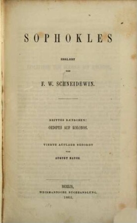 Tragoediae : Erklaert von F. W. Schneidewin, 3