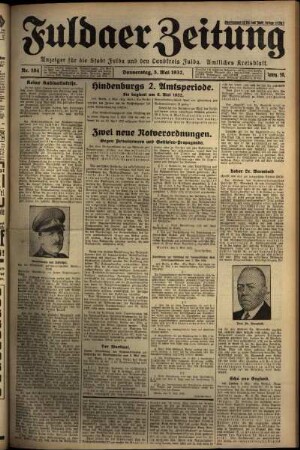 Erste Ausgabe vom Donnerstag, den 05. Mai 1932.