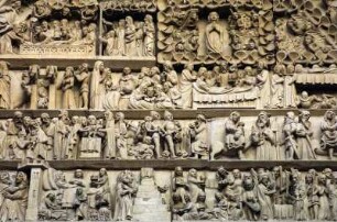 Frankreich. Alsace. Bas Rhin. Thann. Theobaldusmünster. Portal. Detail