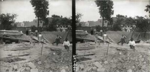 Seifhennersdorf. Zollstraßenbrücke über die Mandau am Kretscham. Aufschütten des Straßendamms