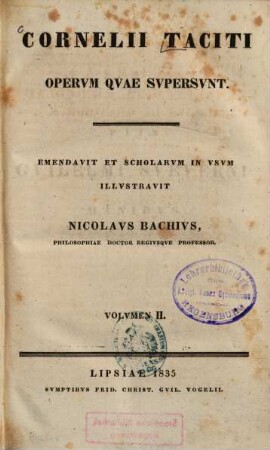 Cornelii Taciti opervm qvae svpersvnt, 2. Historiae, Germania, Vita Agricolae, Dialogus de oratoribus
