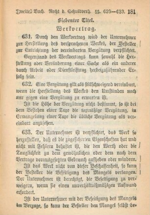 Siebenter Titel. Werkvertrag
