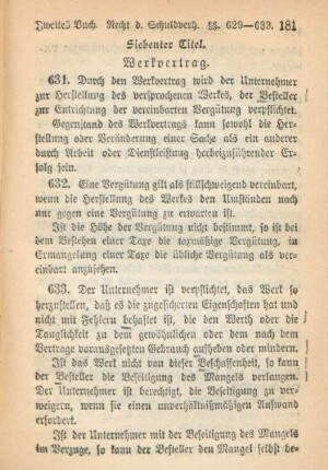Siebenter Titel. Werkvertrag