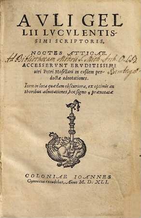 Auli Gellii Luculentissimi Scriptoris, Noctes Atticae