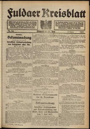 Ausgabe vom Mittwoch, den 27. Juni 1917.