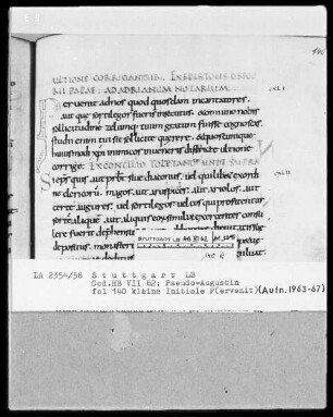 Quadripartitus (Sammlung von Patresexerpten und Kanones in vier Büchern) — Initiale P (ervenit), Folio 140recto