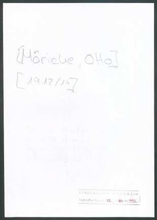 [Moericke, Otto und Minna], Mannheim, an Wichert