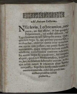 Ad Amicum Lectorem.