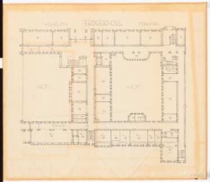 Reichsluftfahrtministerium, Berlin (Vorgängerbauten): ehemaliges Kriegsministerium: Gebäudeteil Wilhelmstraße 82-85: Grundriss EG