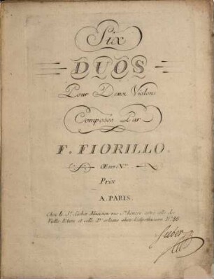 Six Duos pour deux violons : oeuvre Vm