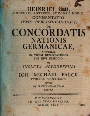 Commentatio iur. publ. can. de concordatis nationis Germanicae