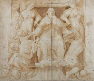 Papst Paul III. mit allegorischen Figuren