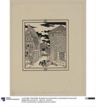 Toter Bettler. Illustration für: Heinrich Boos. Geschichte der rheinischen Städtekultur von ihren Anfängen bis zur Gegenwart mit besonderer Berücksichtigung der Stadt Worms. Berlin: Stargardt 1897