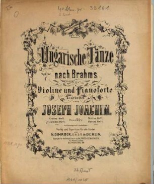 Ungarische Tänze : nach Brahms, 2. 1871. - 19 S. + St.