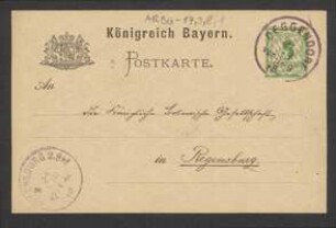 Brief von Anton Duschl an Regensburgische Botanische Gesellschaft