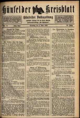 Erste Ausgabe vom Samstag, den 02. Mai 1925.