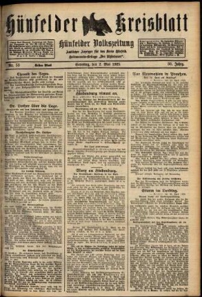 Erste Ausgabe vom Samstag, den 02. Mai 1925.