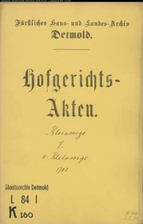 Kleinsorge, Georg Henrich gegen Geh. Kammerrat von Kleinsorge zu Berlin - Einkünfte der Lehngüter