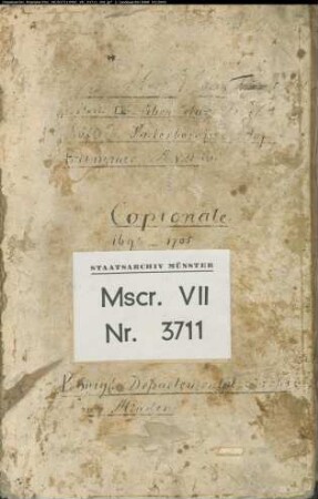 Kopiar des Fürstbistums Paderborn, Hofkammerarchiv, mit Index