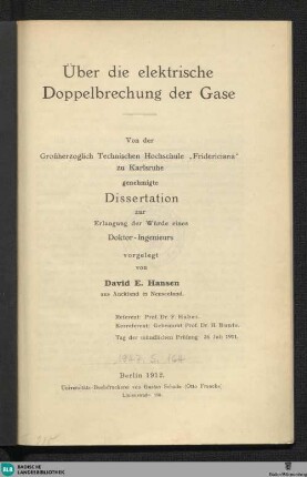 Über die elektrische Doppelbrechung der Gase