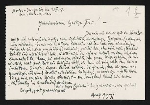 Brief von Arnulf Ansorge an Margarete Hauptmann
