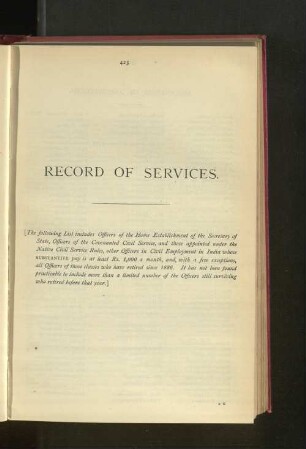 Record of Services
