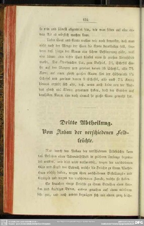 Dritte Abtheilung. Vom Anbau der verschiedenen Feldfrüchte