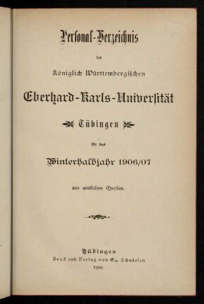 Studierendenverzeichnis 1906/07