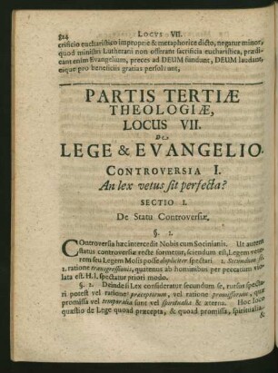 Locus VII. De Lege & Evangelio