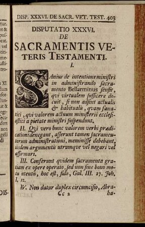 Disputatio XXXVI. De Sacramentis Veteris Testamenti