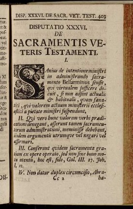 Disputatio XXXVI. De Sacramentis Veteris Testamenti