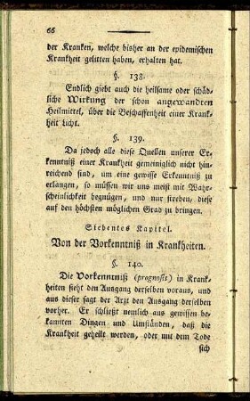 Siebentes Kapitel. Von der Vorkenntniß in Krankheiten.