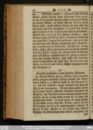 42. Aurum potabile cum Spiritu Mannae.