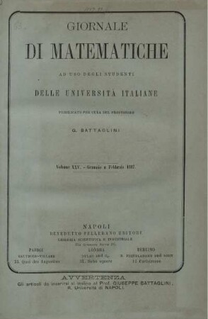 Volume XXV. - Gennaio e Febbraio 1887.