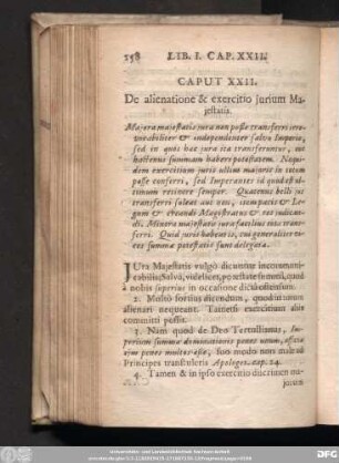 Caput XXII. De alienatione & exercitio iurium Maiestatis.