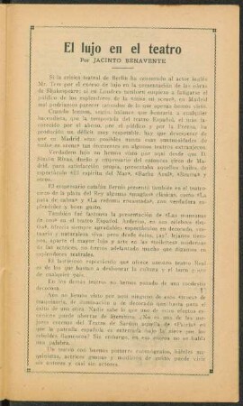 El lujo en el teatro