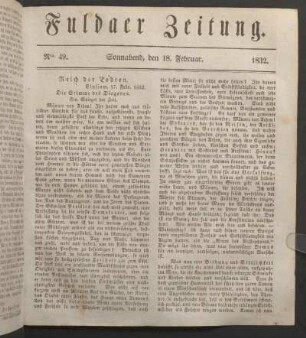 Sonnabend, den 18. Februar. 1832