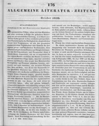 Maurenbrecher, R.: Grundsätze des heutigen deutschen Staatsrechts. Frankfurt am Main: Varrentrapp 1837 (Fortsetzung der Rec. über Maurenbrecher Staatsrecht.)