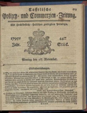 44tes Stueck, Montag den 2ten November 1795