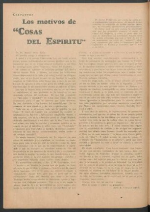 Los motivos de "Cosas del espíritu"