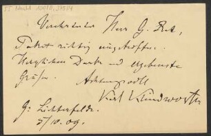 Brief an Ludwig Strecker  an B. Schott's Söhne : 05.10.1909