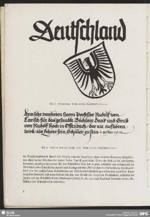 Dank an Prof. von Larisch, 1912.