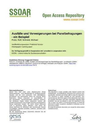 Ausfälle und Verweigerungen bei Panelbefragungen - ein Beispiel