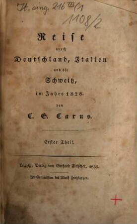 Reise durch Deutschland, Italien und die Schweitz im Jahre 1828, 1