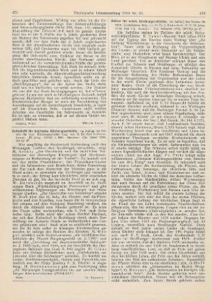 471 [Rezension] Zeitschrift für bayrische Kirchengeschichte ; IX. Jhg. (1934) Heft 1