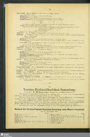XI. Vereins-Postwerthzeichen-Sammlung